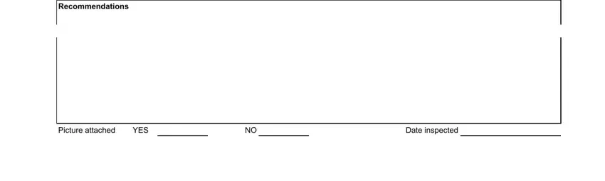 Recommendations, Picture attached YES, and Date inspected of swimming pool inspection checklist pdf