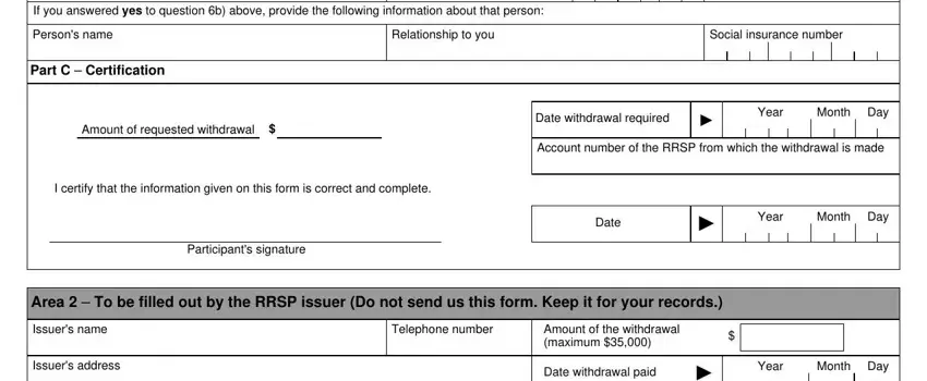 Step number 4 of filling out t1036 formulaire