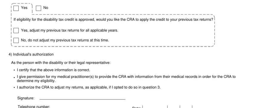 Step number 3 for filling out t2201 disability tax credit form