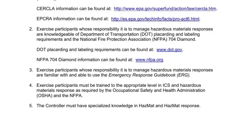 Writing part 1 in fema hazardous materials exercise