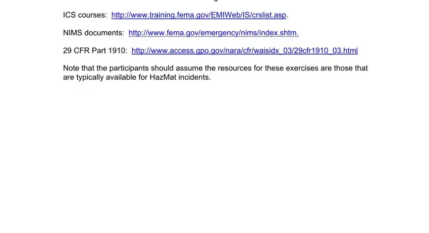 Filling out segment 2 of fema hazardous materials exercise
