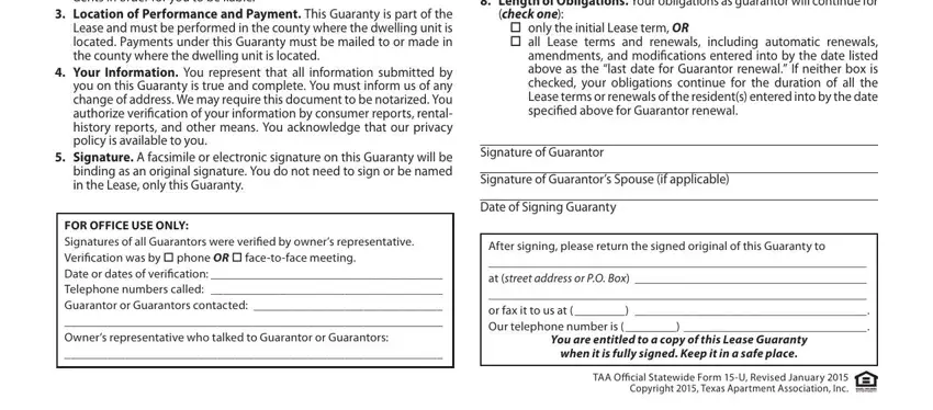 Completing part 3 in taa guarantor form