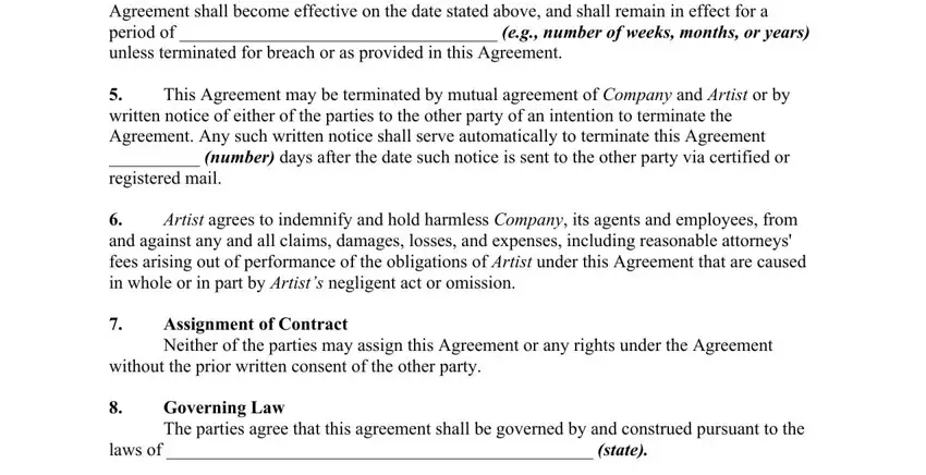 Filling in tattoo contract agreement step 3