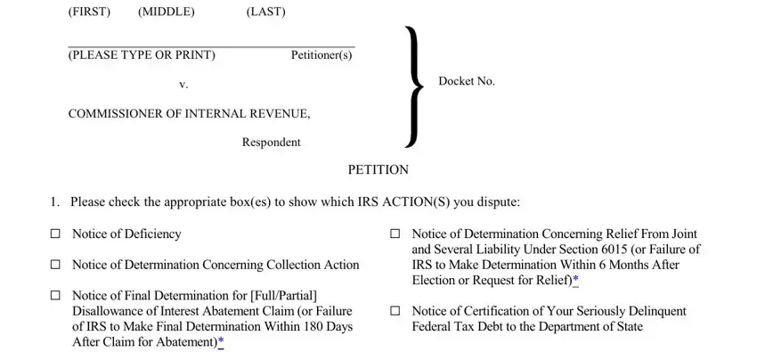 The best way to fill in petition format step 1