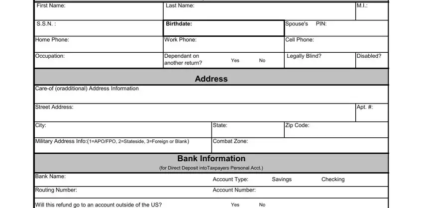 Step # 2 in submitting taxpayer questionnaire forms form