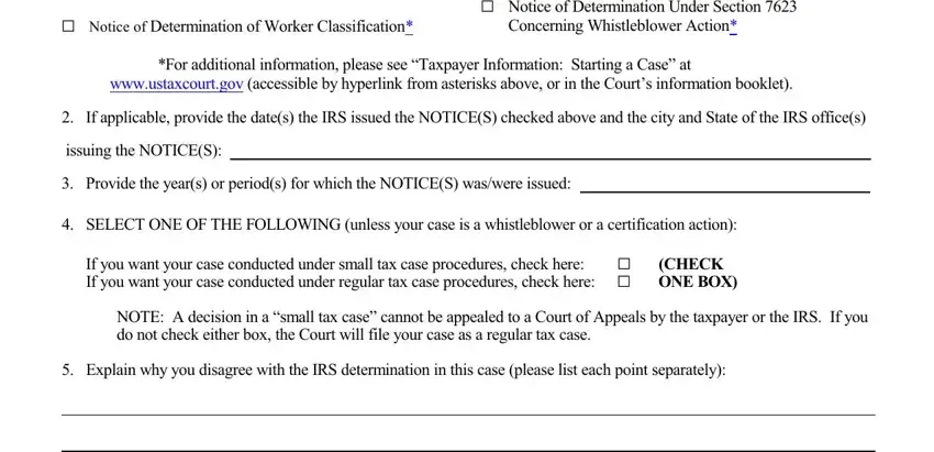 Completing part 2 of petition format