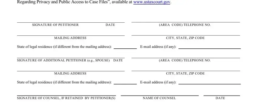 Completing segment 5 in petition format