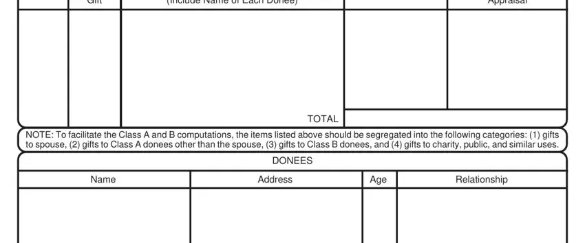 Name, Include Name of Each Donee, and Relationship of Tennessee Form Inh 300