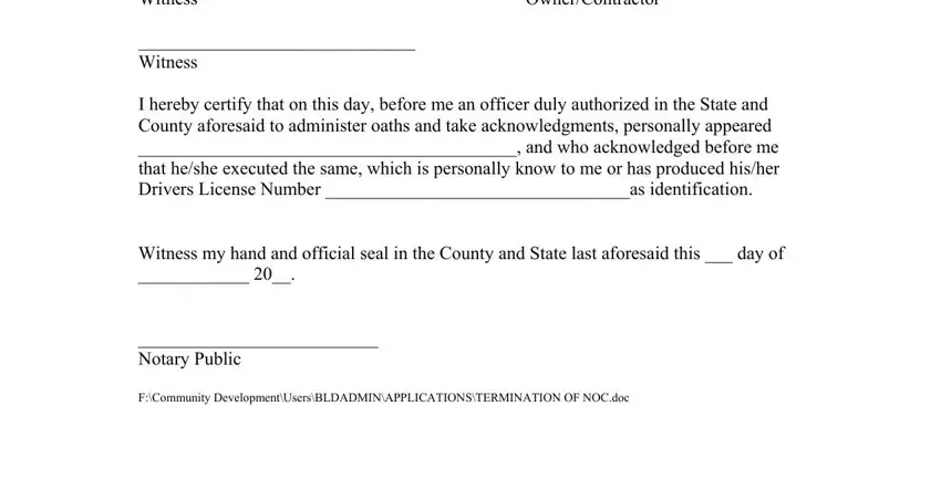 Part no. 2 of filling in fl termination commencement