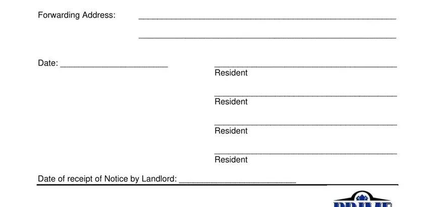 Step # 2 for completing 30 day vacate notice