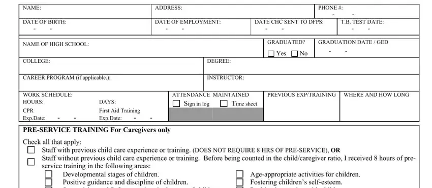 Ways to fill in care center personnel information record part 1