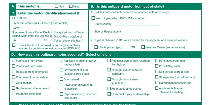 Step number 1 of filling out tpwd form pwd 930