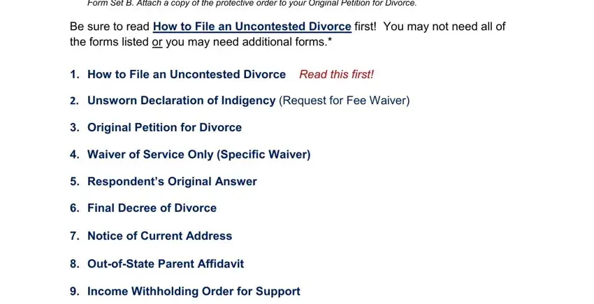 Filling out section 1 of printable legal forms online