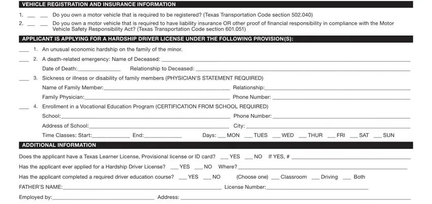 Step number 4 of filling in Texas From Dl 77 Form