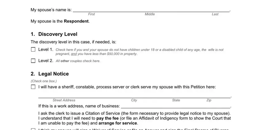 My spouse is the Respondent, My spouses name is, and Level  Check here if you and your inside texas original petition for divorce