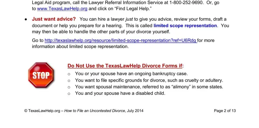 Stage # 5 in filling in printable legal forms online