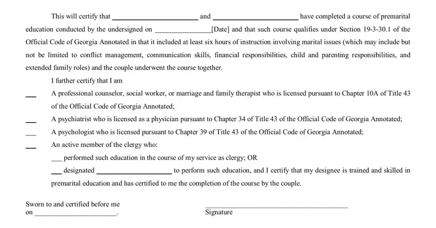 Part no. 1 in submitting proof of marriage counseling letter