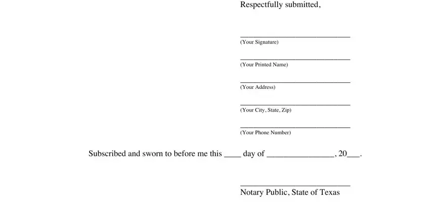 Guidelines on how to prepare texas writ reentry form stage 3