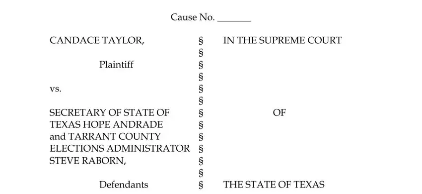 Writing segment 1 of writ of mandamus texas form