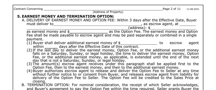Filling in part 4 of residential contract tx