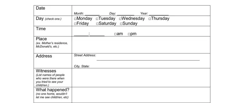 Filling out part 4 of visitation enforcement texas
