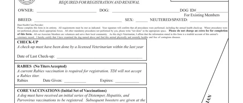 Stage number 1 in filling out annual health records
