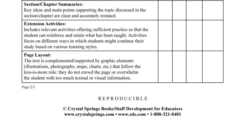 Completing part 4 of textbook evaluation checklist