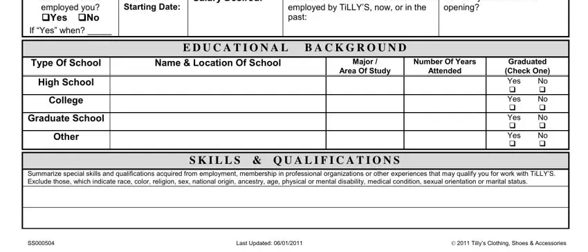 Step # 2 in submitting apply for tillys