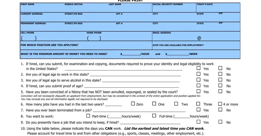 Ways to fill in FRI portion 1