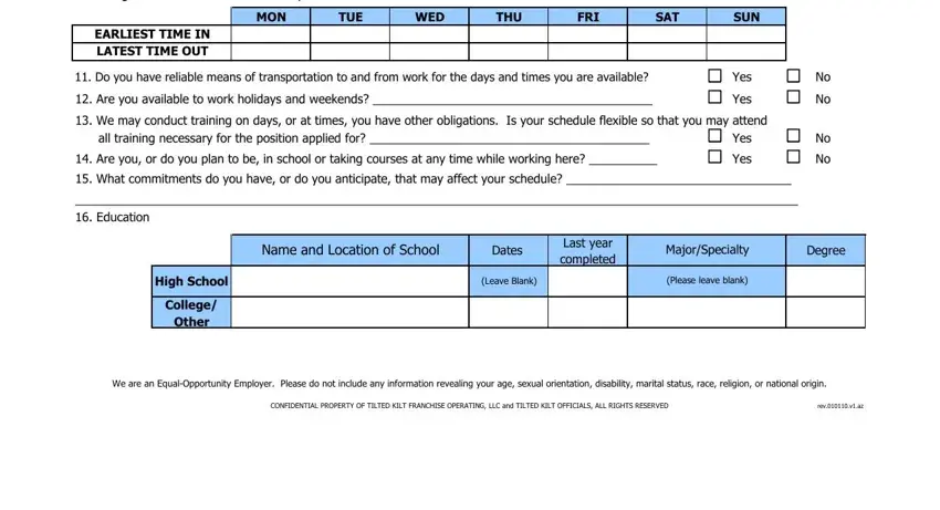 Stage number 2 for filling out FRI
