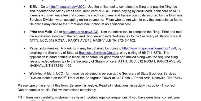 Filling in part 1 of tennessee ucc1