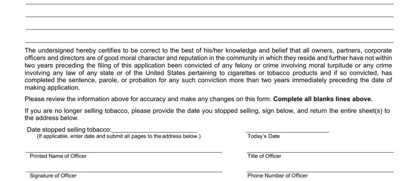 Ways to fill out Tobacco License Renewal Form stage 2
