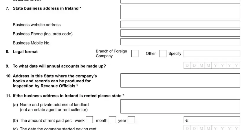 Filling in part 2 of form tr2 ft