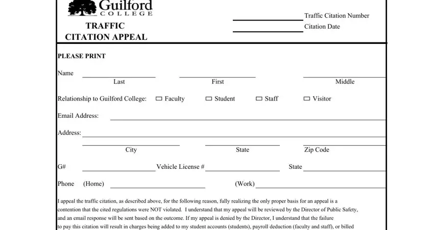 Part no. 1 for submitting printable police tickets