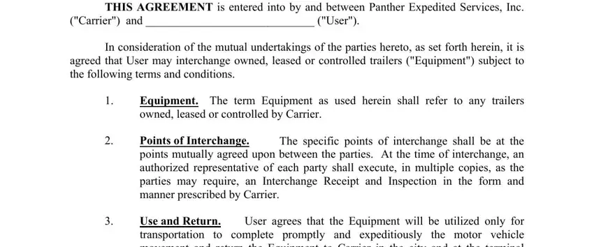 trailer interchange agreement form completion process shown (stage 1)