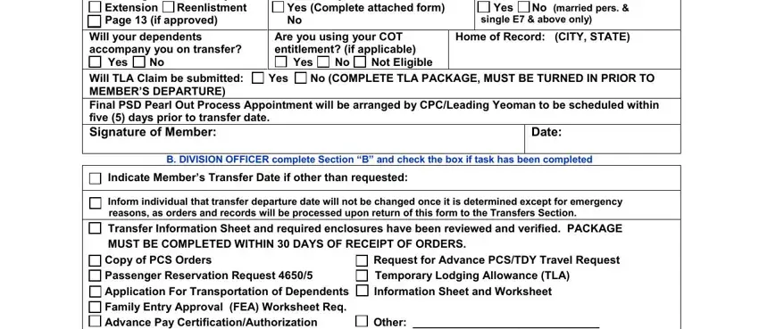 Completing section 2 of navy tis form