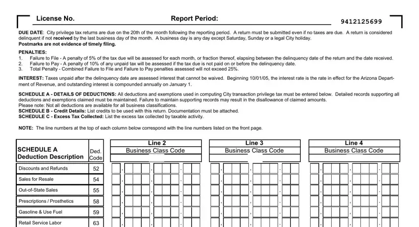 INTEREST Taxes unpaid after the, Line, and Report Period in az chandler tax