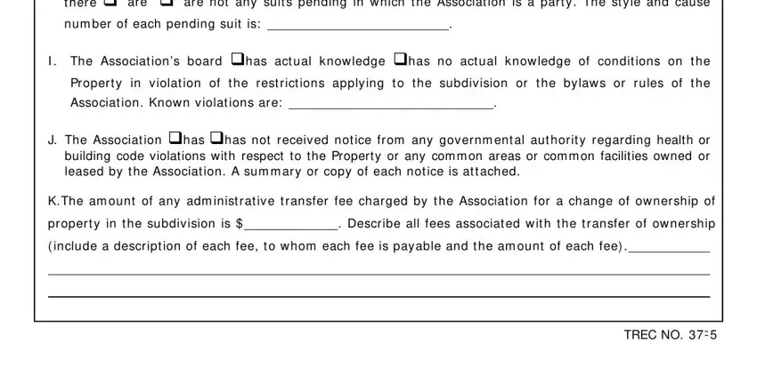 propert y in t he subdivision is, TREC NO   TREC NO, and KThe am ount of any adm inist rat inside trec 37 5