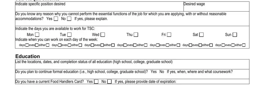 Filling out section 2 in tropical smoothie apply