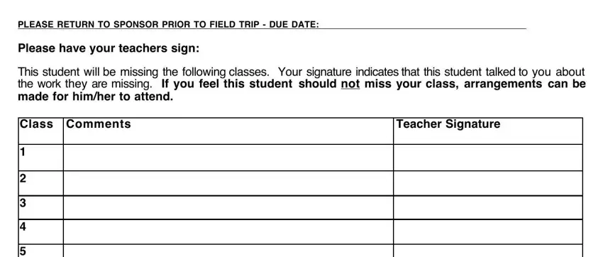 Stage no. 4 of filling out high aeshs field trip