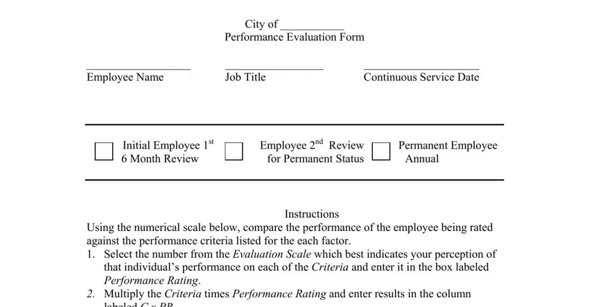 Step number 1 in filling in driver evaluation form