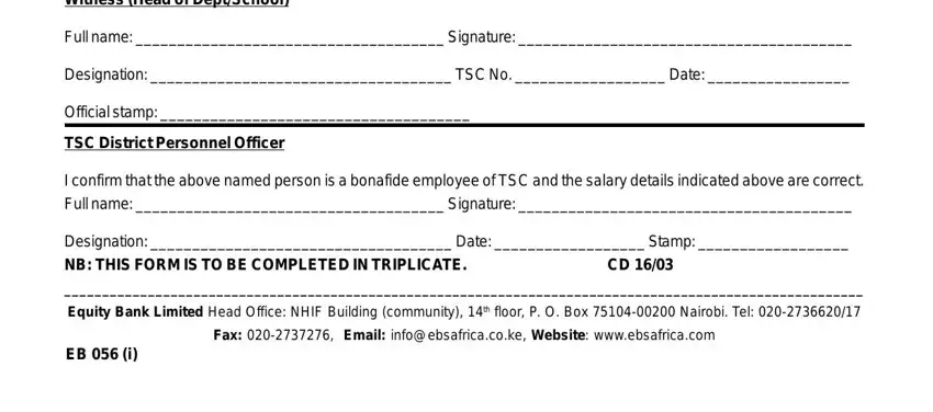 Step number 3 for filling in Equity Bank Loan Application Form