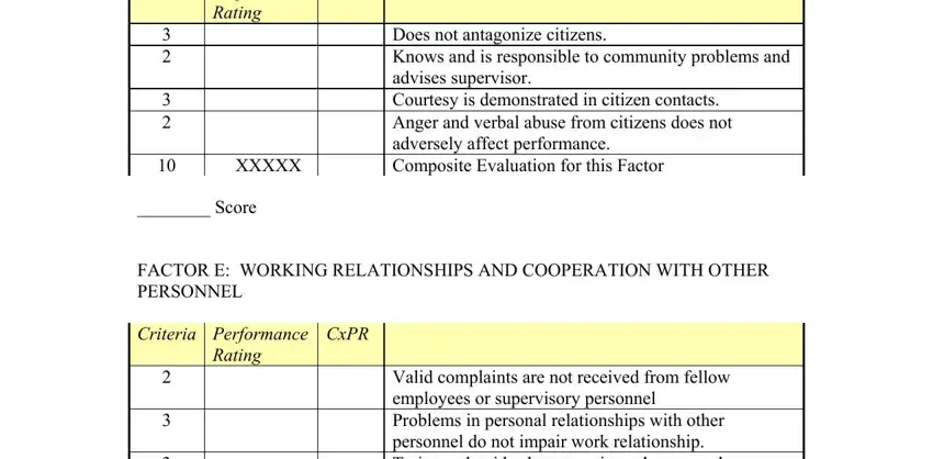 Filling out part 5 of driver evaluation form