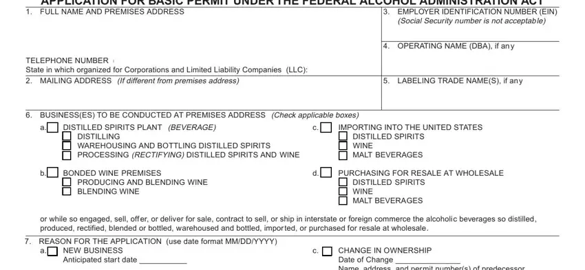 Filling out segment 1 in shippensburg borough permit form