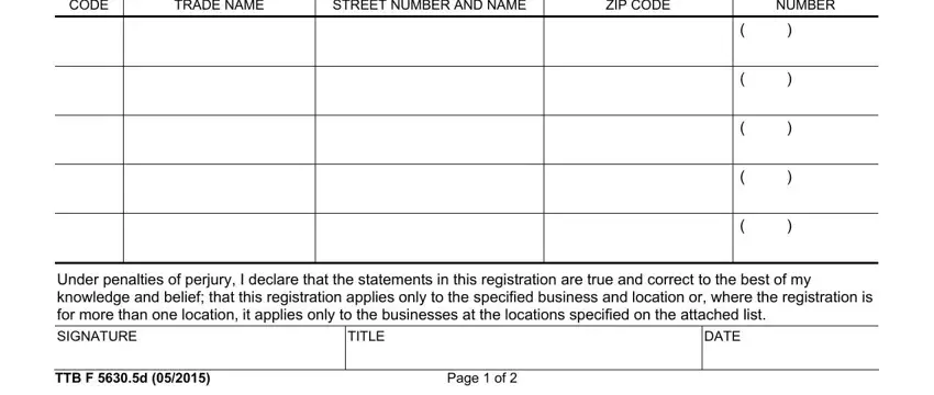 Filling in part 2 in registration ttb online