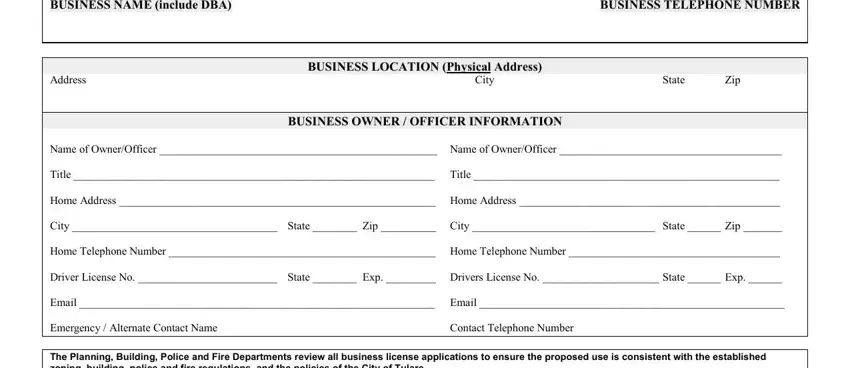 Stage number 1 in submitting tulare food permit