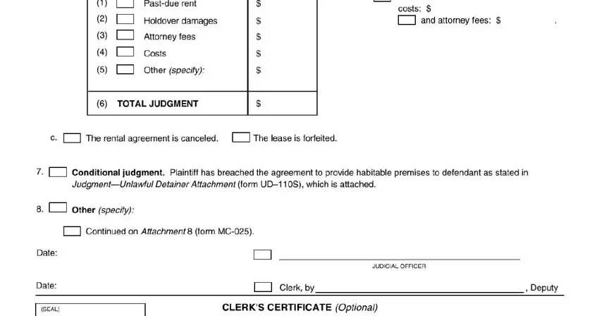 this field, next field, and other fields of california form 110