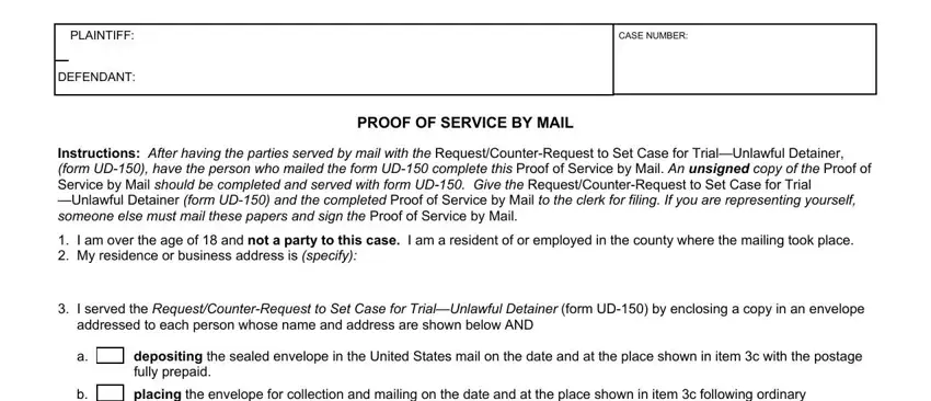 Filling in segment 3 of unlawful detainer forms