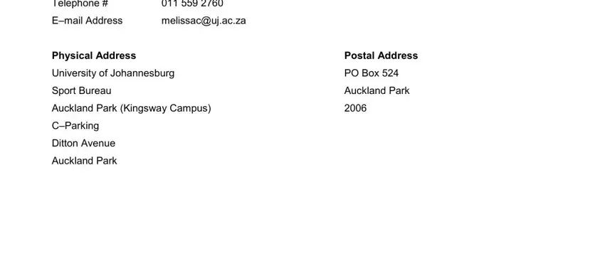 Completing part 1 of uj sports bursary application form
