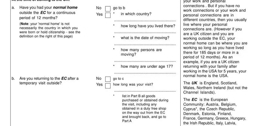 Writing section 2 of personal belongings customs form